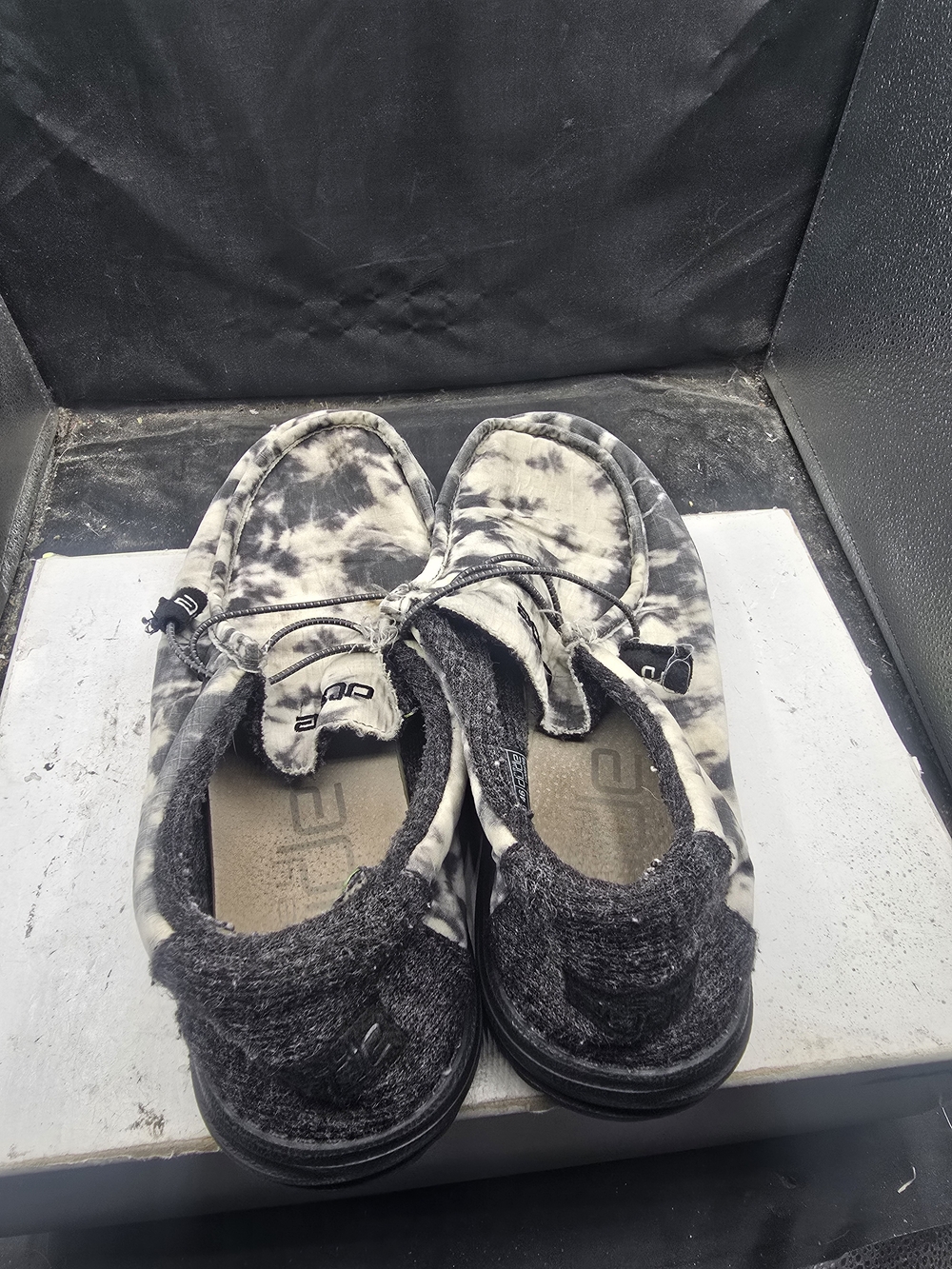 Hey Dude Kids Tie-Dye Slip-Ons in Black & White